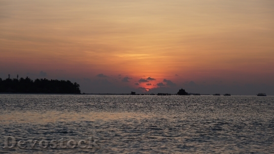 Devostock Sunset Maldives Sea Clouds 1