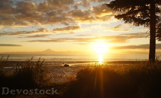 Devostock Sunset Mountain Alaska Cook