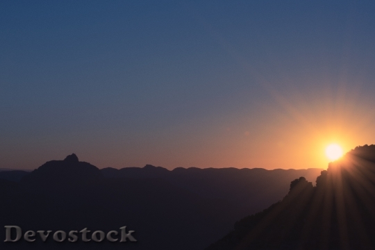 Devostock Sunset Mountain Range Silhouettes