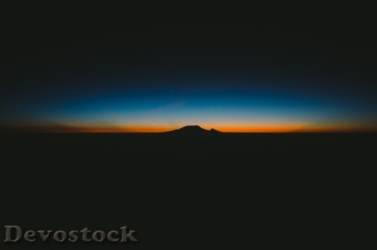 Devostock Sunset Mountain Silhouette Horizon