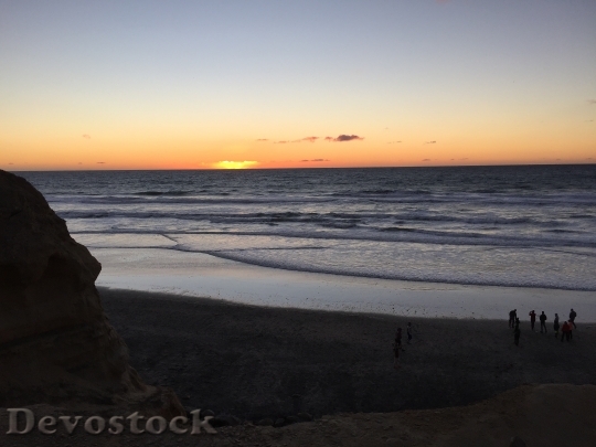Devostock Sunset Ocean Beach Waves