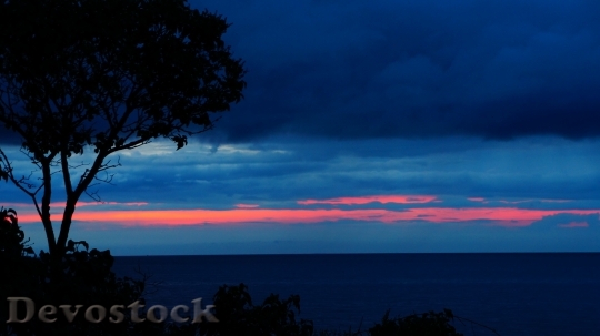 Devostock Sunset Ocean Blue Pink