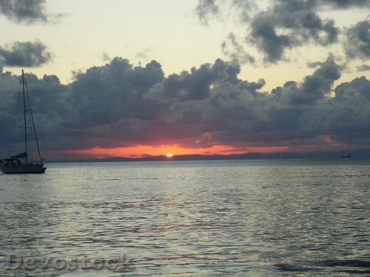Devostock Sunset Ocean Clouds At