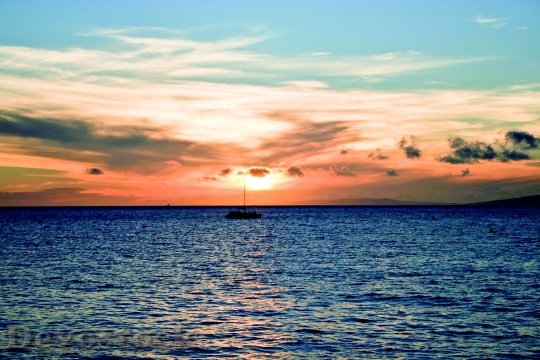 Devostock Sunset Ocean Lake Boat