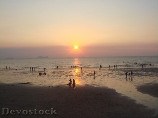 Devostock Sunset Ocean Sea Beach