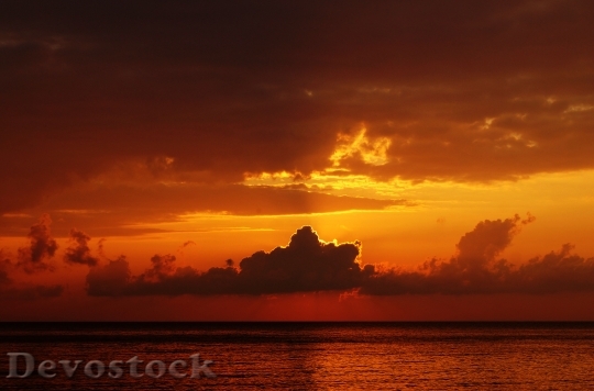Devostock Sunset Ocean Sea Orange