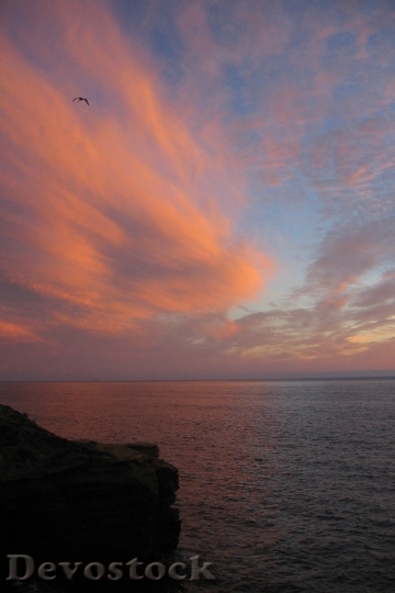 Devostock Sunset Ocean Water Pink
