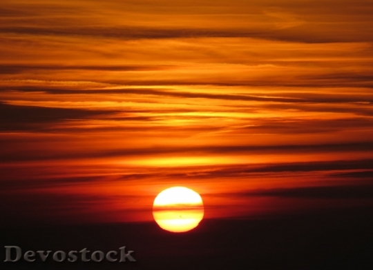 Devostock Sunset Orange Sky Fiery