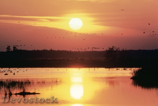 Devostock Sunset Over Lake