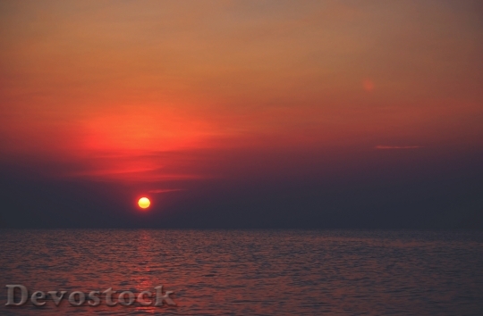 Devostock Sunset Red Ocean Dark
