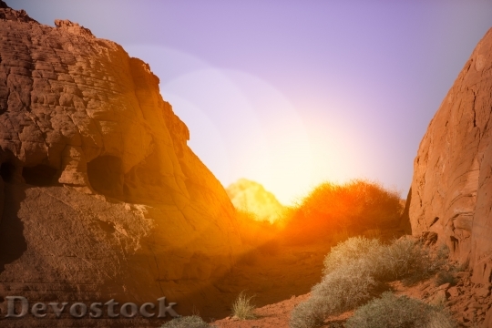 Devostock Sunset Red Rocks Sunlight