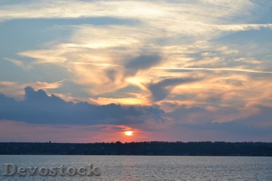 Devostock Sunset River Cloud Sky