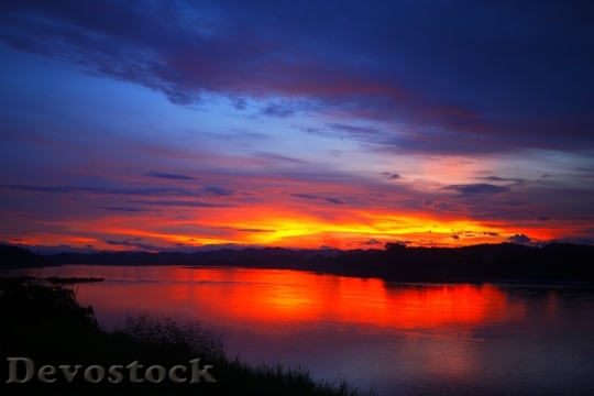 Devostock Sunset River Thailand Laos