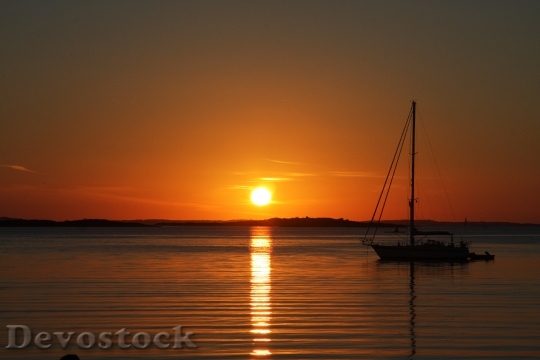 Devostock Sunset Sailing Vessel Sea 0
