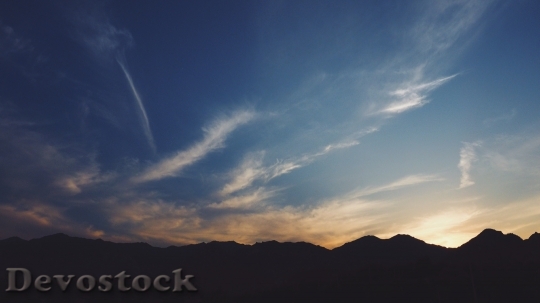 Devostock Sunset Silhouette Mountain Range