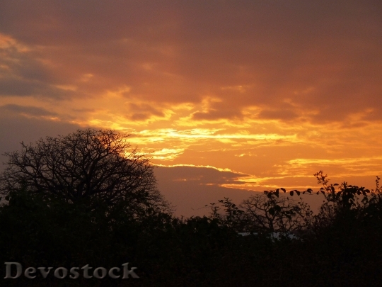 Devostock Sunset Sky Orange Clouds 0