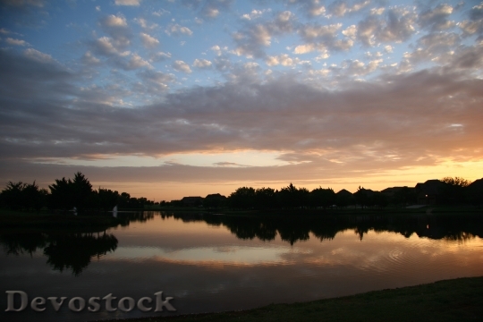Devostock Sunset Sky Reflection Lake