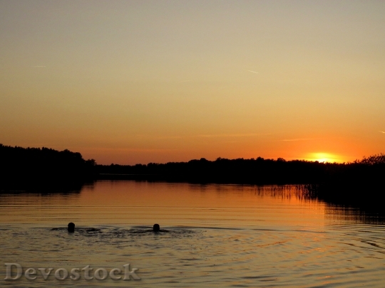 Devostock Sunset Swimming Lake Water