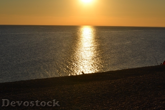 Devostock Sunset Uk Shore Ocean