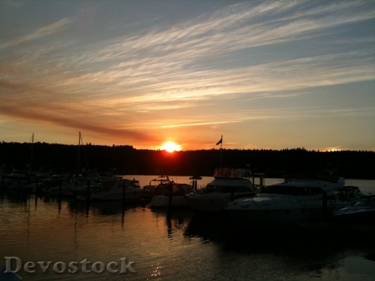 Devostock Sunset Washington Bay Boats