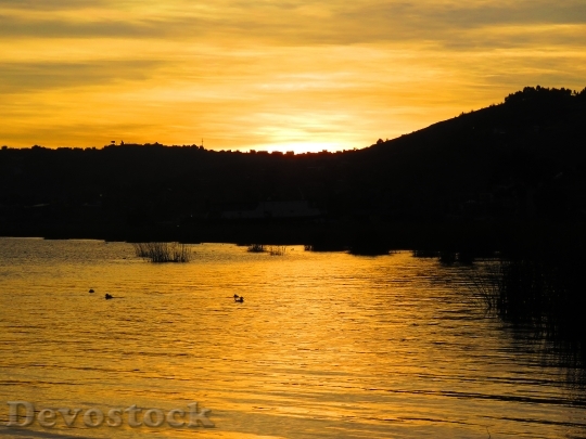 Devostock Sunset Water Gold Nature