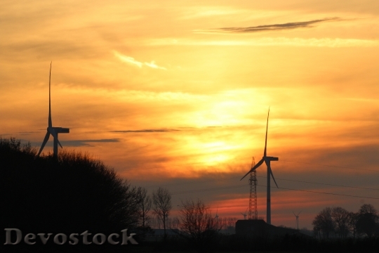 Devostock Sunset Wind Energy Wind