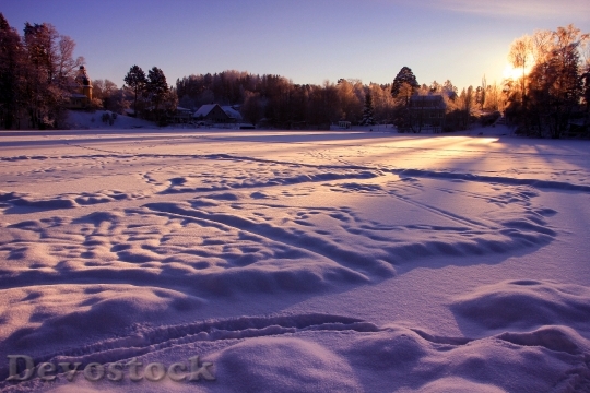Devostock Sweden Landscape Frozen Lake
