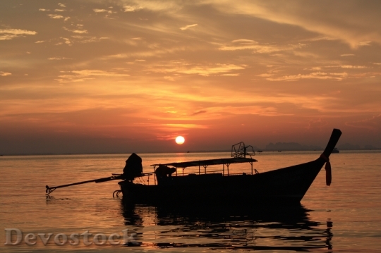 Devostock Thailand Longtail Boat Sea