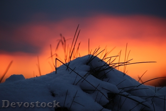 Devostock Winter Afterglow Sunset Snow