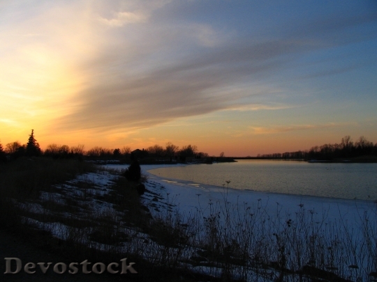 Devostock Winter Sunset Dusk Sky