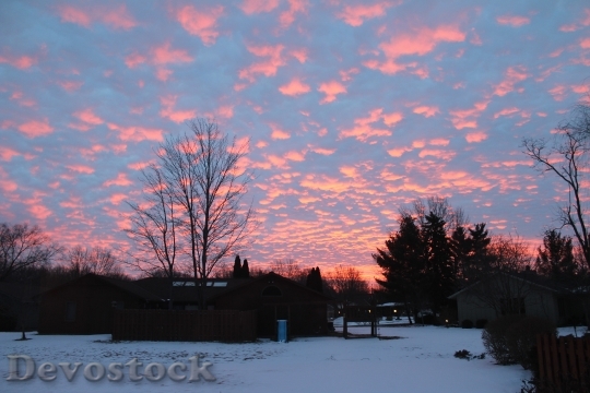 Devostock Winter Sunset Outdoor Sky