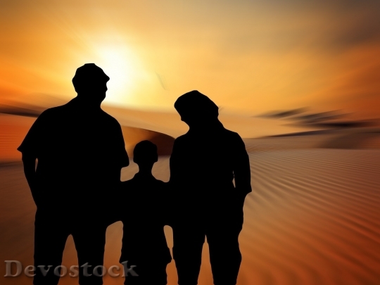 Devostock Family at the sunset
