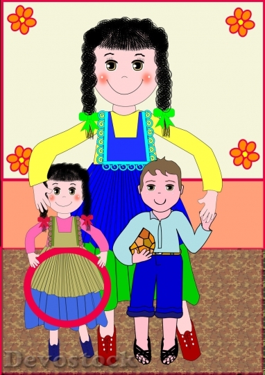 Devostock Family mother care for children cartoon