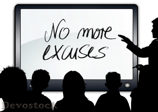 Devostock No more excuses sign cartoon