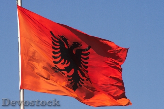 Devostock Albania Flag Nationality Red