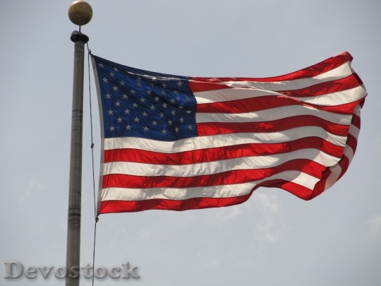 Devostock American Flag Flag Flying 1