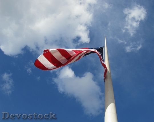 Devostock American Flag Flag Flying 3