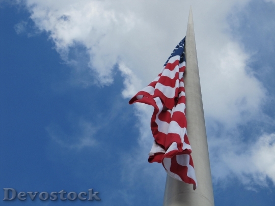 Devostock American Flag Flag Flying 5