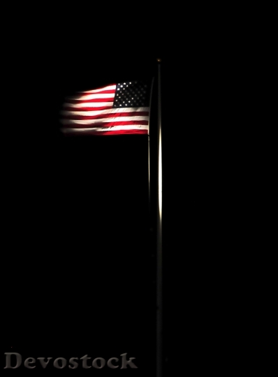 Devostock American Flag Night Illuminated
