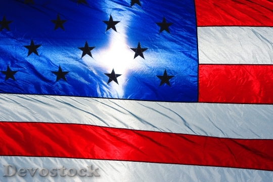 Devostock American Flag Sunlight Star
