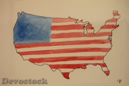 Devostock American Flag Usa Painting