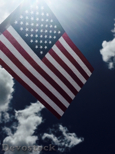 Devostock American Flag Usa Sky