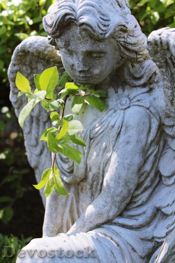 Devostock Angel Statue Nature Cemetery