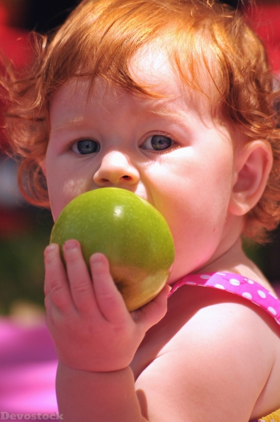 Devostock Apple Girl Children Healthy
