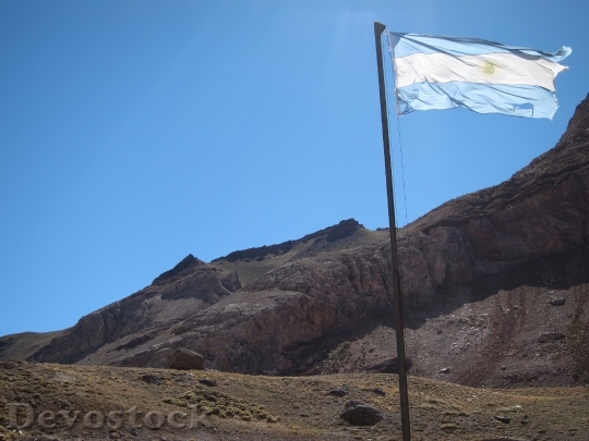 Devostock Argentina Andes Flag Mountain