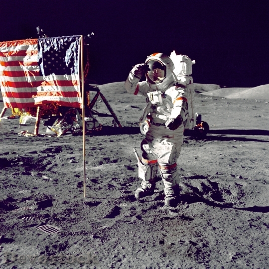 Devostock Astronaut American Flag Salute