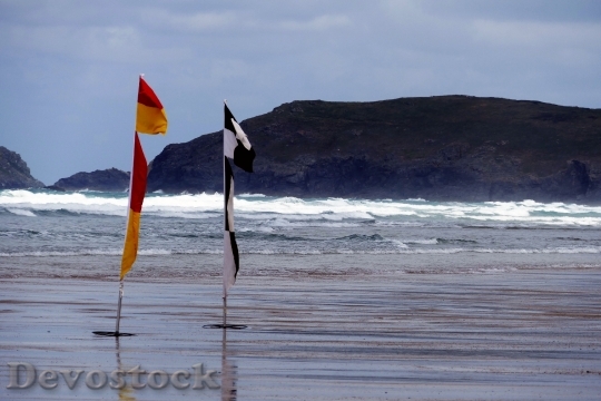 Devostock Beach Flags Warning Lifeguards