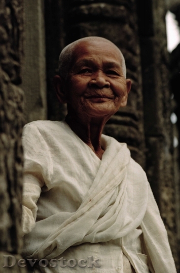 Devostock Beautiful Elderly Woman Buddhist 0