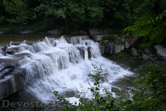 Devostock Beautiful Waterfalls With Rock