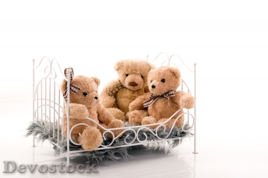 Devostock Bed Crib Bears Beige